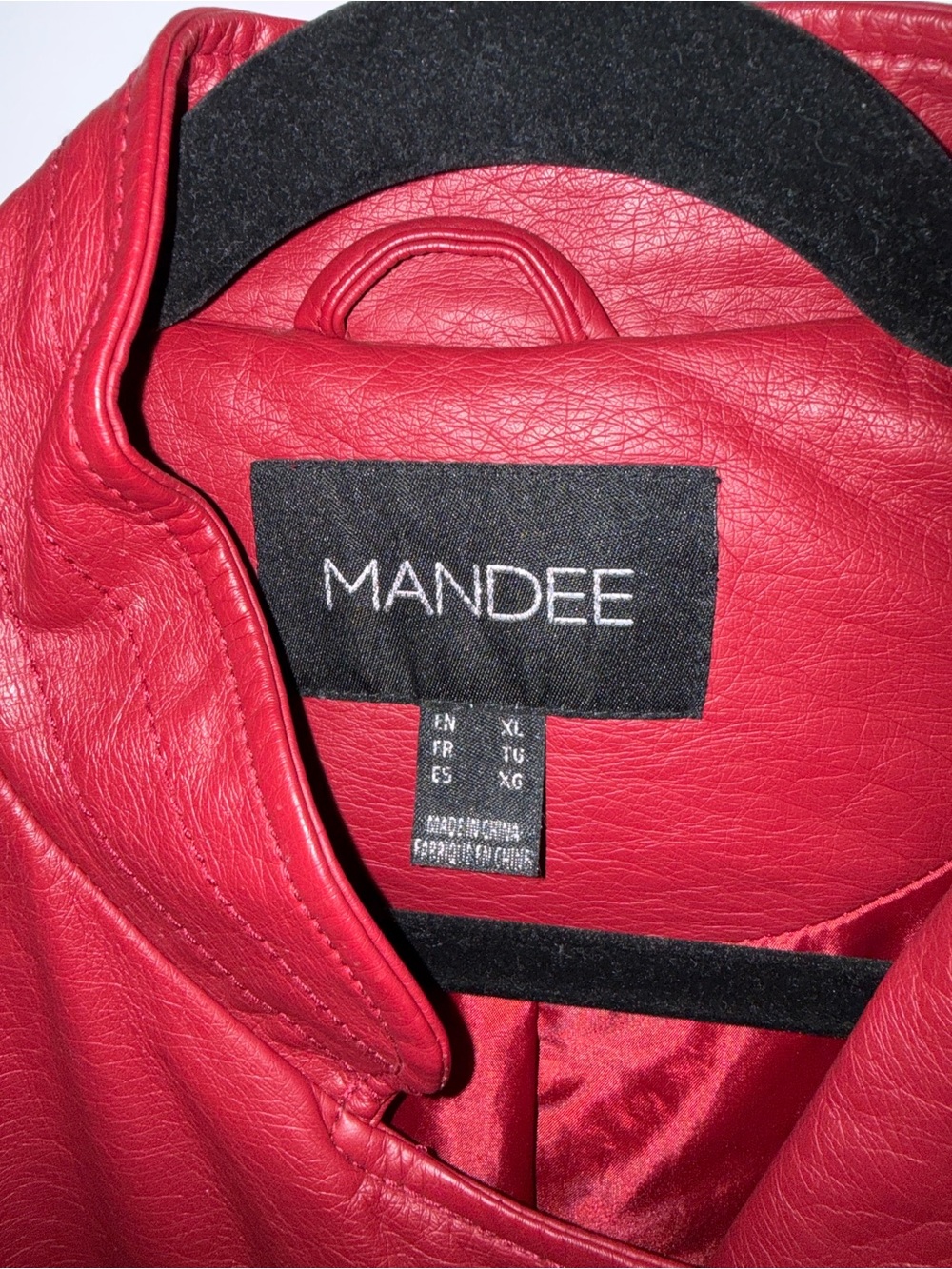 Mandee Red Faux Leather Moto Jacket with Quilted Shoulders - Picture 4 of 4